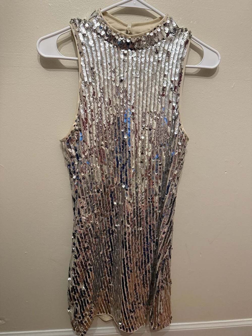 DO+BE Sleeveless Silver Sequin Mini Dress